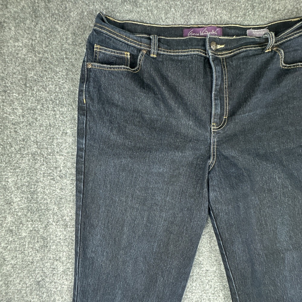 Gloria Vanderbilt Amanda Straight Leg Womens Size 16W Dark Wash Blue Denim Jeans - Picture 3 of 16